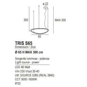 Lámpara de araña clásica Promoingross TRIS S65 MG LED