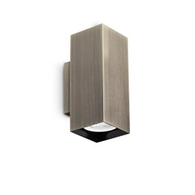 Aplique de pared clásico Ideal Lux LOOK SQUARE AP2 15H 370231 GU10 LED de doble emisión, metal bruñido
