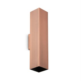 Aplique de pared clásico Ideal Lux LOOK SQUARE AP2 30H 370460 GU10 LED de doble emisión, metal cobre.