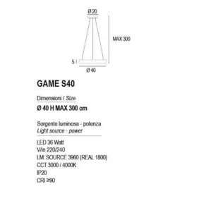 Lustre moderne Promoingross GAME S40 LED CCT
