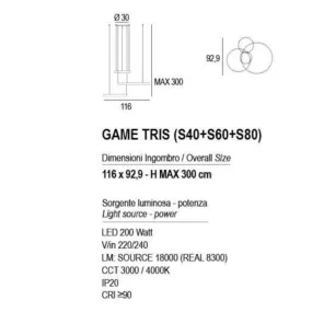 Moderner Kronleuchter Promoingross GAME TRIS S40+S60+S80 LED
