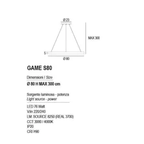 Lustre moderne Promoingross GAME S80 LED CCT