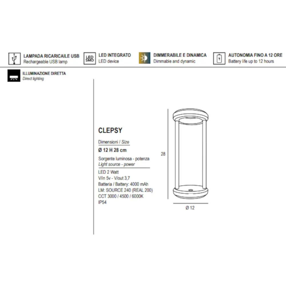 Lampada portatile Promoingross CLEPSY LED CCT TOCH