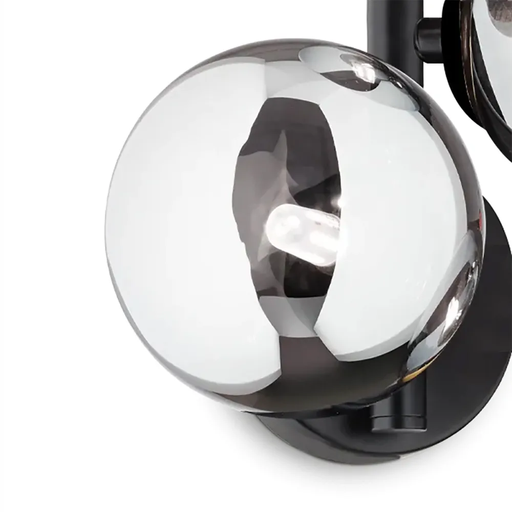 Applique moderno Ideal lux PERLAGE 271439 G9 LED metallo nero vetri sfera fumè