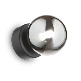 Applique Ideal lux PERLAGE 292403 G9 LED nero vetri sfera fumè
