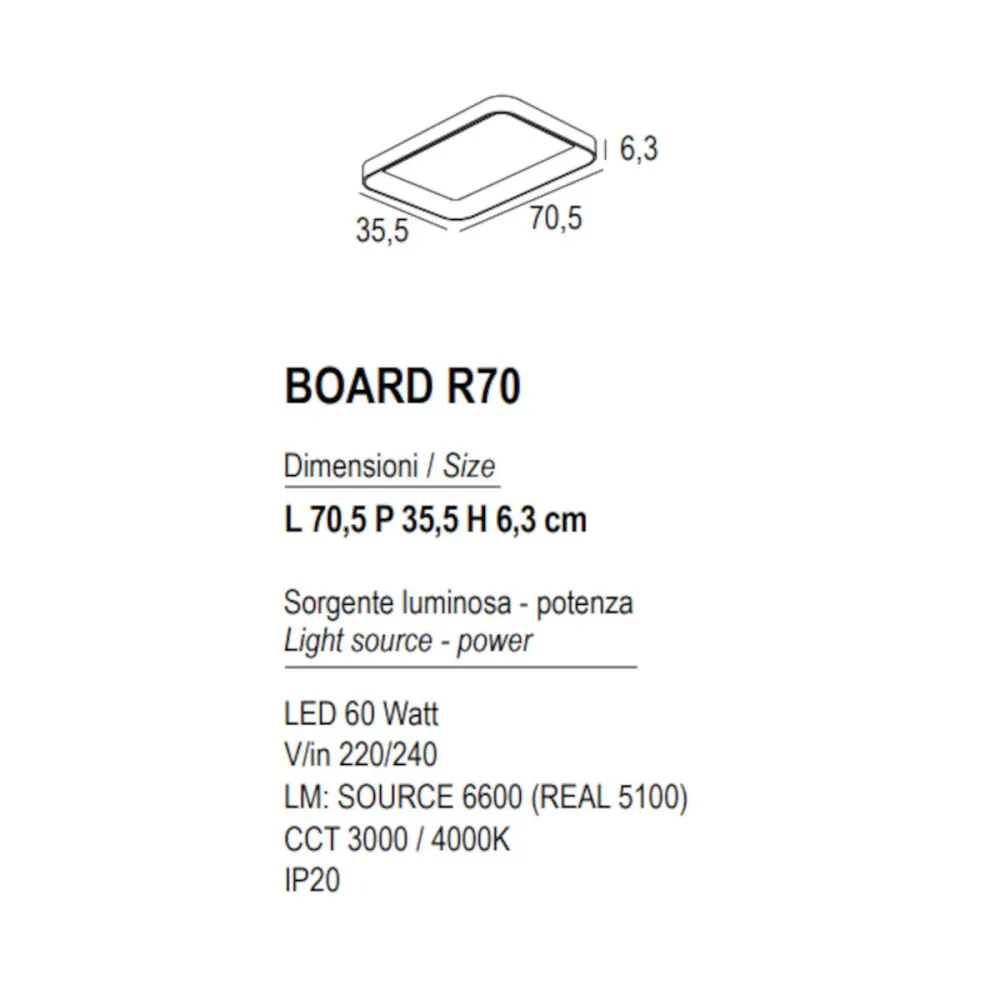 Plafoniera moderna Promoingross BOARD R70 INT MN MW LED