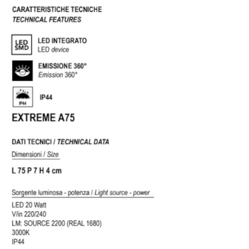 Applique moderno Promoingross EXTREME A75 LED IP44