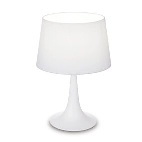 Abat-jour moderna Ideal Lux LONDON 110530 E27 LED lampada tavolo metallo bianco paralume tessuto