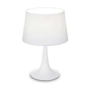 Abat-jour moderna Ideal Lux LONDON 110530 E27 LED lampada tavolo metallo bianco paralume tessuto