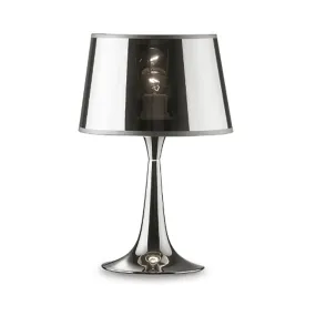 Abat-jour moderna Ideal Lux LONDON 032368 E27 LED lampada tavolo metallo cromo paralume tessuto