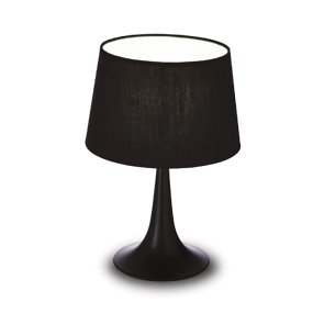 Abat-jour moderna Ideal Lux LONDON 110554 E27 LED lampada tavolo metallo nero paralume tessuto