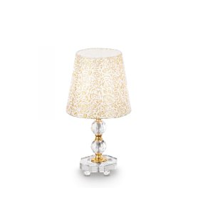 Ideal Lux QUEEN 077734 H36.5 E27 LED-Kristalllampenschirm mit Stoffschirm
