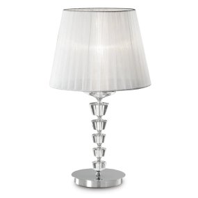 Pantalla de lámpara LED de cristal Ideal Lux PEGASO 059259 H55 E27 con pantalla de tela de organza.