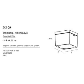 Plafoniera INTERNO Promoingross GIX Q9 GX53 LED IP65