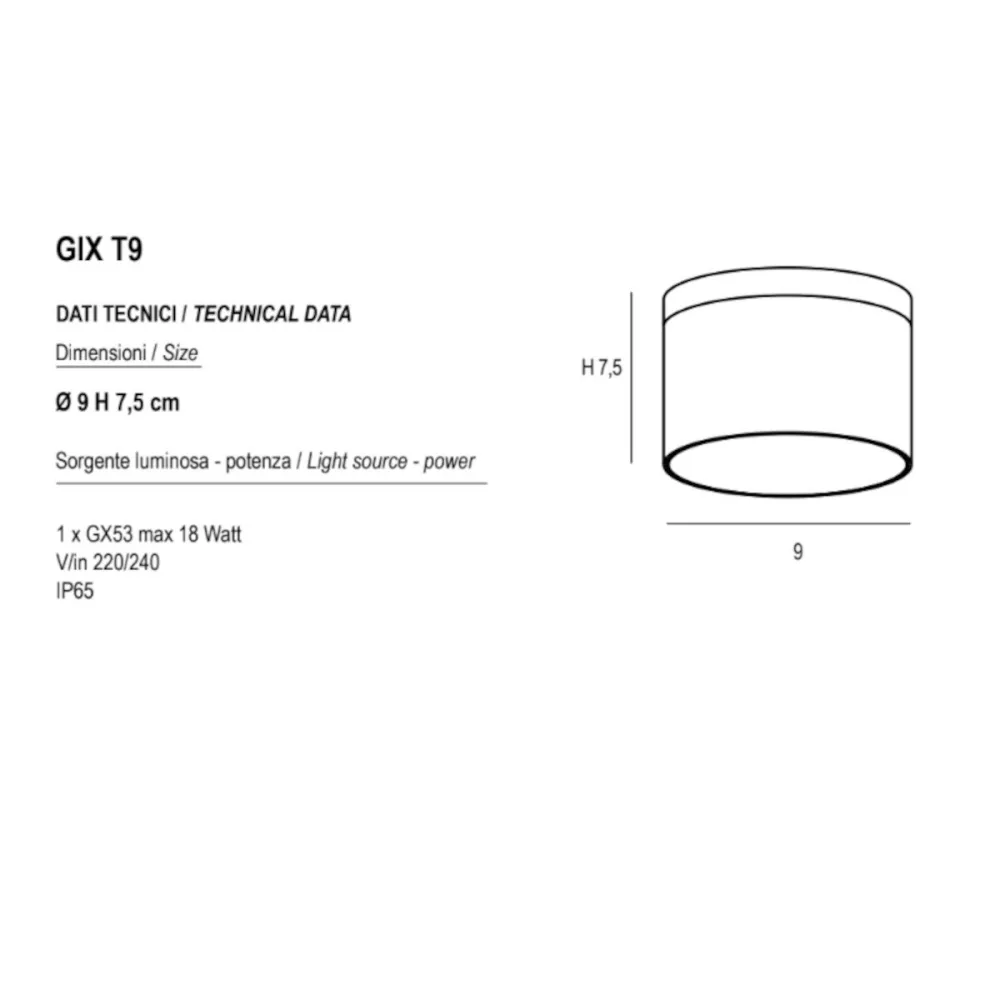 Plafoniera ESTERNO Promoingross GIX T9 GX53 LED IP65