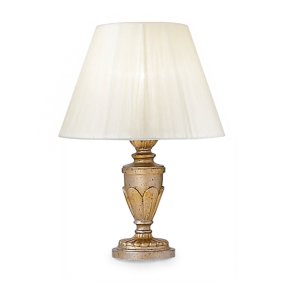 Abat-jour classico Ideal Lux FIRENZE 020853 H35 E14 LED paralume tessuto foglia oro