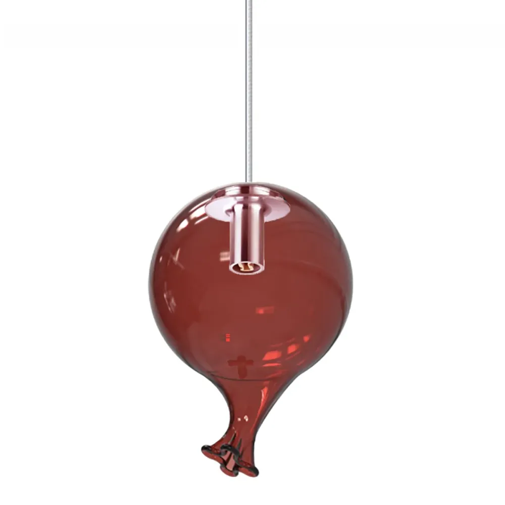 Lampadario 3 luci vetro pyrex rosso Ideal Lux CLOWN 352657 344171