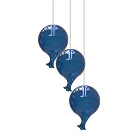 Lampadario 3 luci vetro pyrex blu Ideal Lux CLOWN 325640 344171 368245 G9 LED