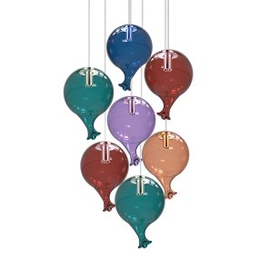 Lampadario 3 luci vetro pyrex multicolor Ideal Lux CLOWN 352640 352572 344171 368245 G9 LED