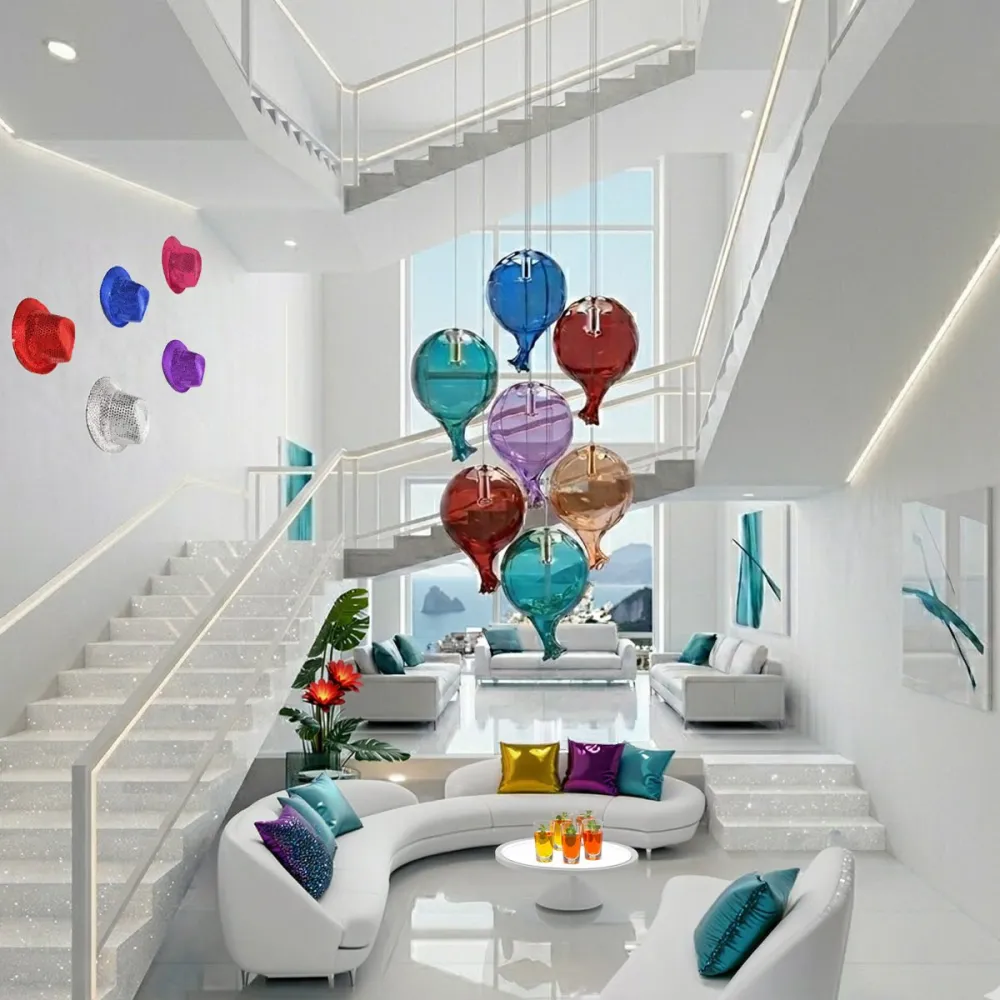 Lampadario 7 luci vetro pyrex multicolor Ideal Lux CLOWN