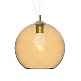 Lampadario classica Ideal Lux NEMO SP1 D30 339054 E27 LED vetro soffiato ambra