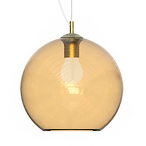 Lampadario classico Ideal Lux NEMO SP1 D40 339061 E27 LED vetro soffiato ambra