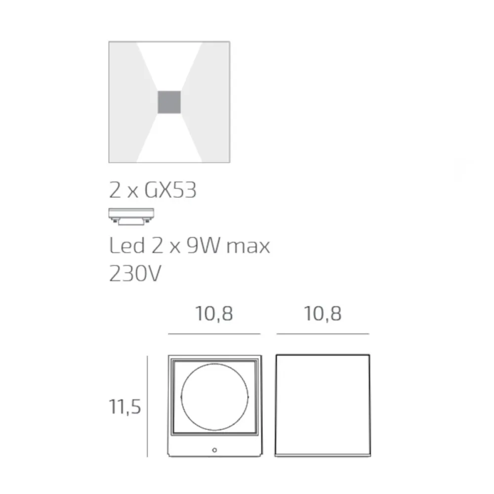 Klassische LED-Wandleuchte Top Light SPA AP GX53 IP54