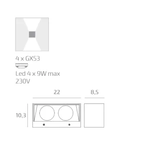 Lámpara de pared moderna Top Light SPA AG GX53 LED IP54