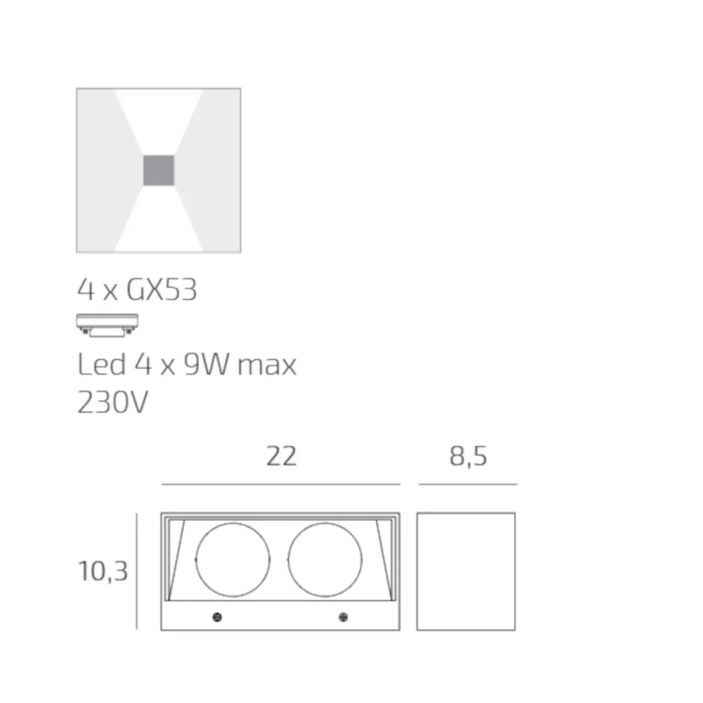 Klassische Wandleuchte Top Light SPA AG GX53 LED IP54