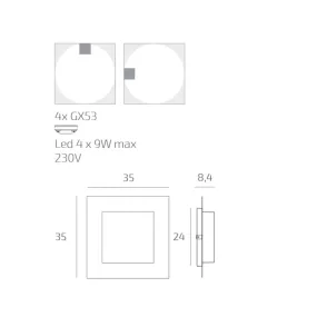 Top Light moderne Deckenleuchte MIAMI PLUS Q GX53 LED IP54