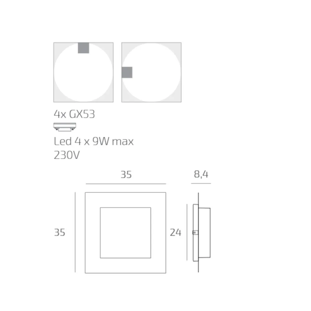 Top Light moderne Deckenleuchte MIAMI PLUS Q GX53 LED IP54