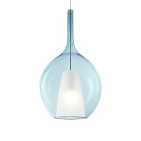 Lampadario moderno Ideal Lux KALIQUE 359694 E27 LED vetro borosilicato azzurro