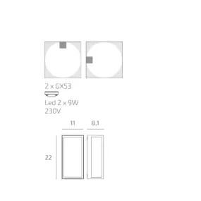 Moderne Wandleuchte Top Light OSAKA RP GX53 LED IP54