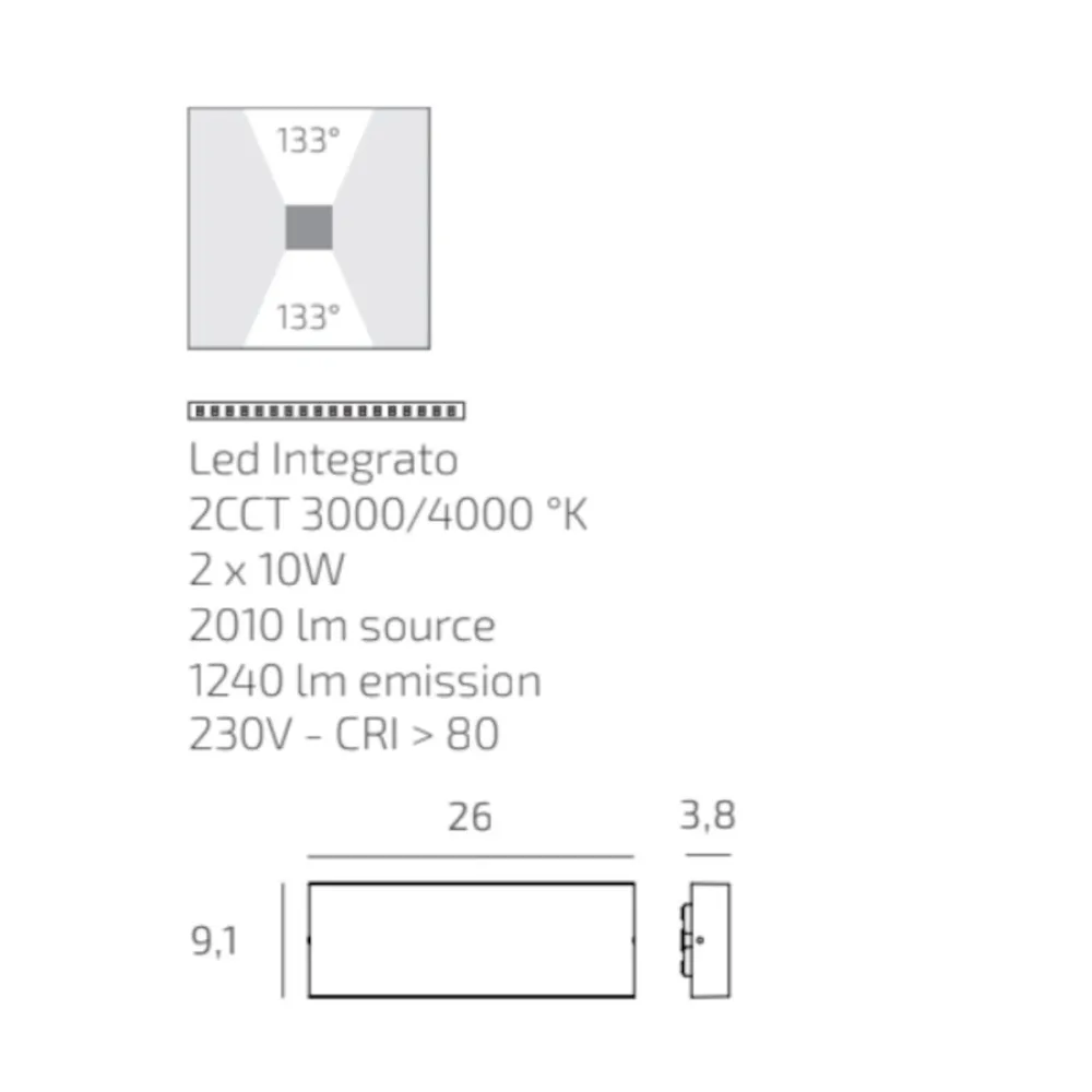 Top Light LED-Wandleuchte MADRID 26 IP65 CCT
