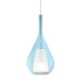 Lustre moderne Ideal Lux KALIQUE 360089 E27 LED en verre borosilicate bleu