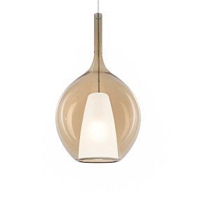 Ideal Lux KALIQUE 359632 E27 LED-Kronleuchter aus bernsteinfarbenem Borosilikatglas