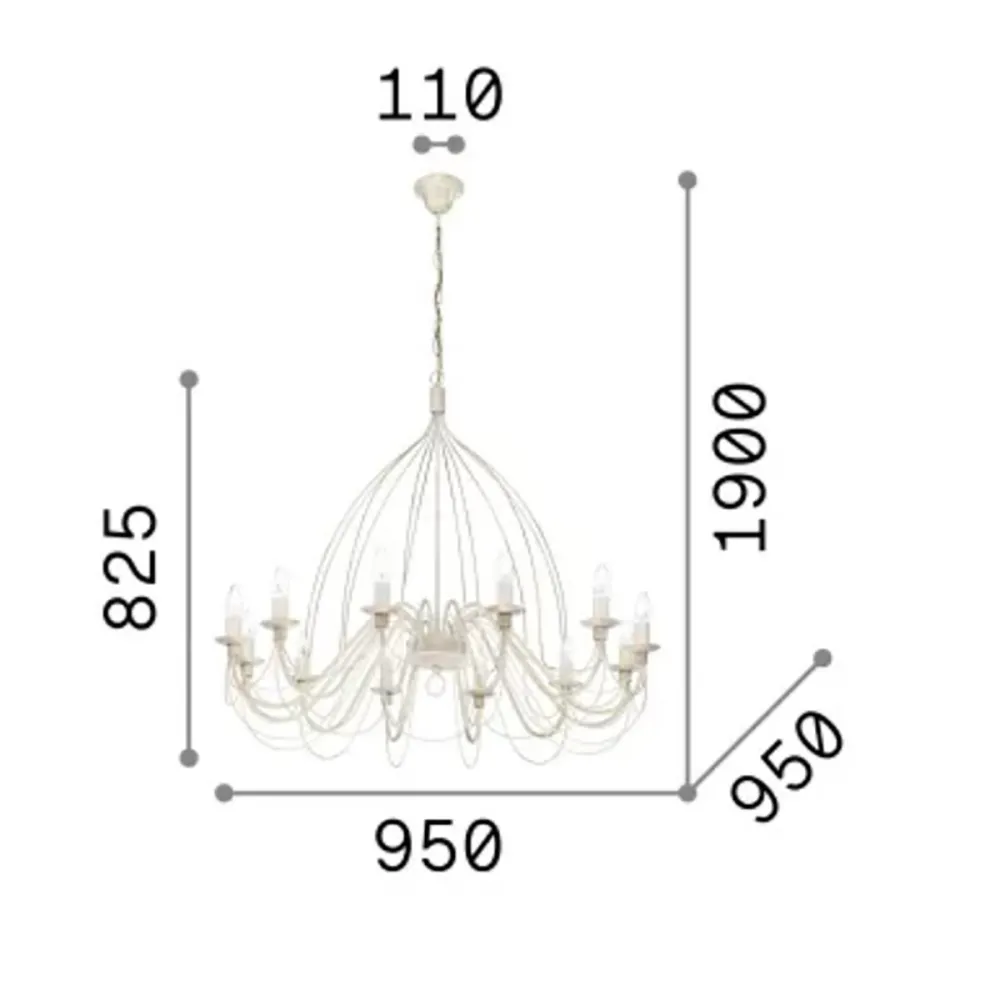 Lámpara de araña clásica Ideal Lux CORTE SP12 097671