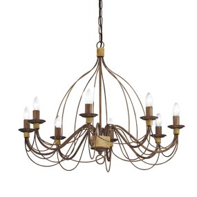 Lampadario classico Ideal Lux CORTE SP8 057194 E14 LED metallo ruggine