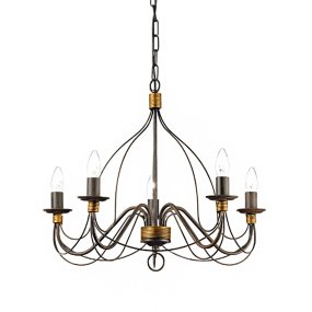 Lámpara de araña clásica Ideal Lux CORTE SP5 057187 E14 LED, metal color óxido.