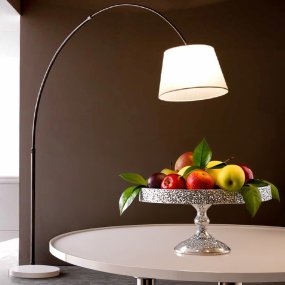 Piantana arco Illuminando BOING P E27 LED telescopica base marmo bianca paralume