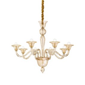 Lustre Ideal Lux BRIGITTA 199412 E14 LED en verre soufflé ambré