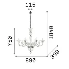 Lustre en verre soufflé Ideal Lux BRIGITTA 199412