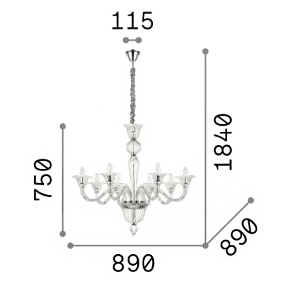 Lustre en verre soufflé Ideal Lux BRIGITTA 199412