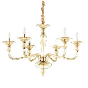 Lustre Ideal Lux DANIELI 159942 E14 LED en verre soufflé ambré