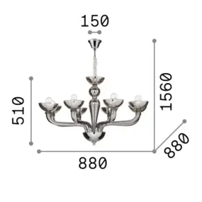 Lámpara de araña de cristal soplado Ideal Lux CASANOVA 044255