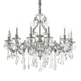 Lampadario cristallo molato Ideal Lux GIOCONDA SP12 164953 E14 LED argento