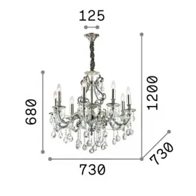 Lampadario cristallo molato Ideal Lux GIOCONDA 044934 E14 LED argento
