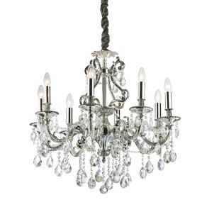 Lampadario cristallo molato Ideal Lux GIOCONDA 044934 E14 LED argento