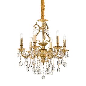 Ideal Lux GIOCONDA SP6 060507 E14 LED-Kronleuchter aus geschliffenem Kristall in Goldoptik