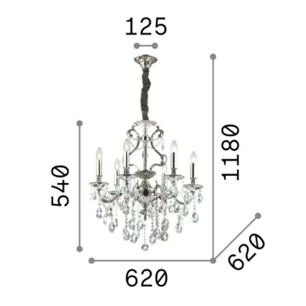 Lampadario cristallo molato Ideal Lux GIOCONDA SP6 044927